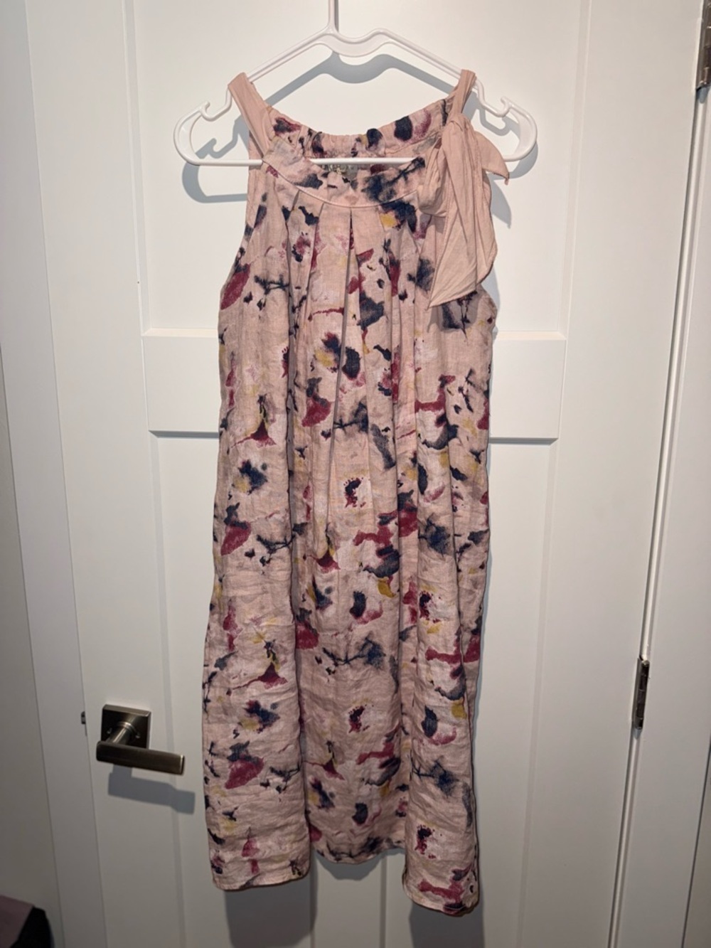 Coastal Pink Floral Italian Linen Shift Dress - Picture 5 of 7